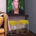 Kit 2 Puffs Decorativo Sala de Estar Base Gold Chloe Suede Amarelo G41 - Gran Belo