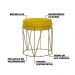 Kit 2 Puffs Decorativo Sala de Estar Base Gold Chloe Suede Amarelo G41 - Gran Belo