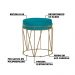 Kit 2 Puffs Decorativo Sala de Estar Base Gold Chloe Suede Azul Claro G41 - Gran Belo