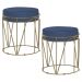 Kit 2 Puffs Decorativo Sala de Estar Base Gold Chloe Suede Azul Marinho G41 - Gran Belo