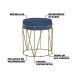 Kit 2 Puffs Decorativo Sala de Estar Base Gold Chloe Suede Azul Marinho G41 - Gran Belo