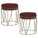 Kit 2 Puffs Decorativo Sala de Estar Base Gold Chloe Suede Bordô - Gran Belo