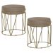 Kit 2 Puffs Decorativo Sala de Estar Base Gold Chloe Suede Cappuccino G41 - Gran Belo