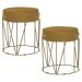 Kit 2 Puffs Decorativo Sala de Estar Base Gold Chloe Suede Mostarda G41 - Gran Belo