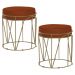 Kit 2 Puffs Decorativo Sala de Estar Base Gold Chloe Suede Telha G41 - Gran Belo