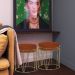 Kit 2 Puffs Decorativo Sala de Estar Base Gold Chloe Suede Telha G41 - Gran Belo
