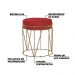 Kit 2 Puffs Decorativo Sala de Estar Base Gold Chloe Suede Vermelho G41 - Gran Belo