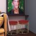 Kit 2 Puffs Decorativo Sala de Estar Base Gold Chloe Suede Vermelho G41 - Gran Belo