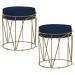 Kit 2 Puffs Decorativo Sala de Estar Base Gold Chloe Veludo Azul G41 - Gran Belo