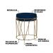 Kit 2 Puffs Decorativo Sala de Estar Base Gold Chloe Veludo Azul G41 - Gran Belo