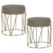 Kit 2 Puffs Decorativo Sala de Estar Base Gold Chloe Veludo Cinza - Gran Belo
