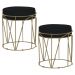 Kit 2 Puffs Decorativo Sala de Estar Base Gold Chloe Veludo Preto - Gran Belo