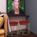 Kit 2 Puffs Decorativo Sala de Estar Base Gold Chloe Veludo Vermelho G41 - Gran Belo