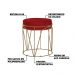 Kit 2 Puffs Decorativo Sala de Estar Base Gold Chloe Veludo Vermelho G41 - Gran Belo