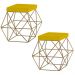 Kit 2 Puffs Decorativo Sala de Estar Base Gold Trixie Suede Amarelo G41 - Gran Belo