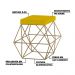 Kit 2 Puffs Decorativo Sala de Estar Base Gold Trixie Suede Amarelo G41 - Gran Belo