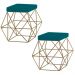 Kit 2 Puffs Decorativo Sala de Estar Base Gold Trixie Suede Azul Claro G41 - Gran Belo