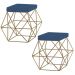 Kit 2 Puffs Decorativo Sala de Estar Base Gold Trixie Suede Azul Marinho G41 - Gran Belo