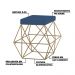 Kit 2 Puffs Decorativo Sala de Estar Base Gold Trixie Suede Azul Marinho G41 - Gran Belo