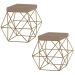 Kit 2 Puffs Decorativo Sala de Estar Base Gold Trixie Suede Cappuccino G41 - Gran Belo
