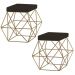 Kit 2 Puffs Decorativo Sala de Estar Base Gold Trixie Suede Marrom G41 - Gran Belo