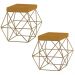Kit 2 Puffs Decorativo Sala de Estar Base Gold Trixie Suede Mostarda G41 - Gran Belo