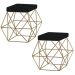 Kit 2 Puffs Decorativo Sala de Estar Base Gold Trixie Suede Preto - Gran Belo