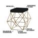Kit 2 Puffs Decorativo Sala de Estar Base Gold Trixie Suede Preto - Gran Belo