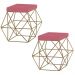 Kit 2 Puffs Decorativo Sala de Estar Base Gold Trixie Suede Rosa - Gran Belo