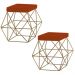 Kit 2 Puffs Decorativo Sala de Estar Base Gold Trixie Suede Telha G41 - Gran Belo