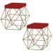 Kit 2 Puffs Decorativo Sala de Estar Base Gold Trixie Suede Vermelho G41 - Gran Belo