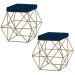 Kit 2 Puffs Decorativo Sala de Estar Base Gold Trixie Veludo Azul - Gran Belo
