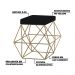 Kit 2 Puffs Decorativo Sala de Estar Base Gold Trixie Veludo Preto G41 - Gran Belo
