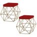 Kit 2 Puffs Decorativo Sala de Estar Base Gold Trixie Veludo Vermelho G41 - Gran Belo