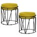 Kit 2 Puffs Decorativo Sala de Estar Base Preto Chloe Suede Amarelo G41 - Gran Belo