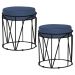 Kit 2 Puffs Decorativo Sala de Estar Base Preto Chloe Suede Azul Marinho G41 - Gran Belo