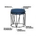 Kit 2 Puffs Decorativo Sala de Estar Base Preto Chloe Suede Azul Marinho G41 - Gran Belo