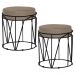 Kit 2 Puffs Decorativo Sala de Estar Base Preto Chloe Suede Cappuccino - Gran Belo