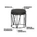 Kit 2 Puffs Decorativo Sala de Estar Base Preto Chloe Suede Cinza G41 - Gran Belo