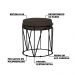 Kit 2 Puffs Decorativo Sala de Estar Base Preto Chloe Suede Marrom G41 - Gran Belo