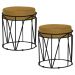 Kit 2 Puffs Decorativo Sala de Estar Base Preto Chloe Suede Mostarda G41 - Gran Belo