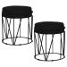 Kit 2 Puffs Decorativo Sala de Estar Base Preto Chloe Suede Preto G41 - Gran Belo