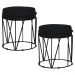 Kit 2 Puffs Decorativo Sala de Estar Base Preto Chloe Veludo Preto - Gran Belo