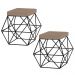 Kit 2 Puffs Decorativo Sala de Estar Base Preto Trixie Suede Cappuccino G41 - Gran Belo