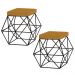 Kit 2 Puffs Decorativo Sala de Estar Base Preto Trixie Suede Mostarda G41 - Gran Belo