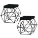 Kit 2 Puffs Decorativo Sala de Estar Base Preto Trixie Suede Preto G41 - Gran Belo