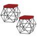 Kit 2 Puffs Decorativo Sala de Estar Base Preto Trixie Suede Vermelho G41 - Gran Belo
