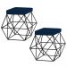 Kit 2 Puffs Decorativo Sala de Estar Base Preto Trixie Veludo Azul G41 - Gran Belo