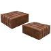 Kit 2 Puffs Decorativo Sala de Estar Frances Trio Couro Caramelo G72 - Gran Belo