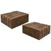 Kit 2 Puffs Decorativo Sala de Estar Frances Trio Couro Marrom Claro G72 - Gran Belo